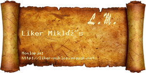 Liker Miklós névjegykártya